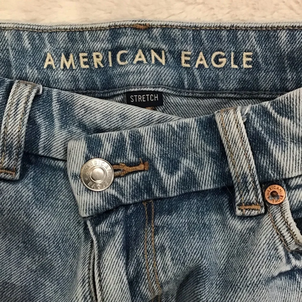 American Eagle 2 Curvy Mom Denim Shorts Stretch High Rise Crossover Waistband